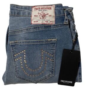 True Religion Jennie Crystal Mid Rise Super Skinny Jeans Womens Size 29 New